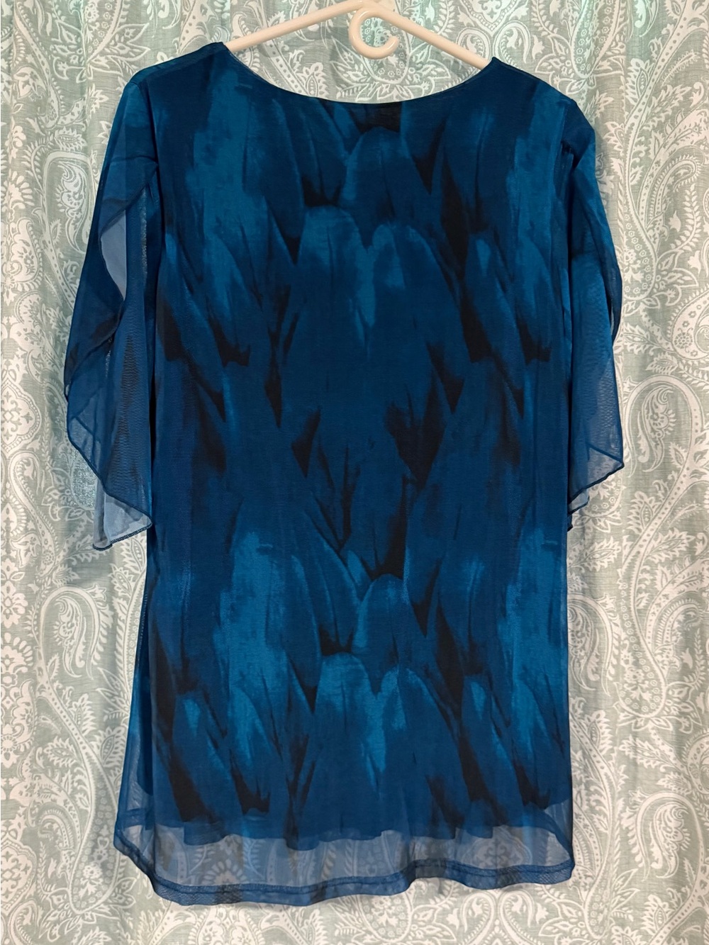Teal Blue & Black Layered Chiffon Tunic - Picture 4 of 4